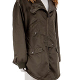 Kürklü kapüşonlu parka mont