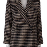 Kaz ayağı desenli, kruvaze blazer