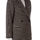 Kaz ayağı desenli, kruvaze blazer