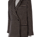 Kaz ayağı desenli, kruvaze blazer