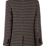 Kaz ayağı desenli, kruvaze blazer