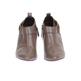 Metal logolu deri bootie