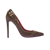 Zımbalı, tokalı, süet stiletto