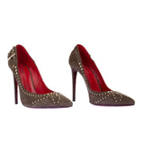 Zımbalı, tokalı, süet stiletto