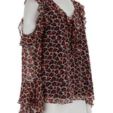 Leopar desenli volanlı bluz