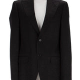 Brokar desenli, yünlü-ipekli blazer