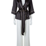 Kuşaklı ve biyeli, saten kimono