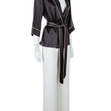 Kuşaklı ve biyeli, saten kimono