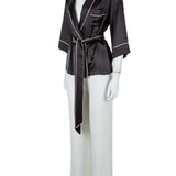 Kuşaklı ve biyeli, saten kimono