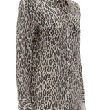 Leopar desenli ipek gömlek