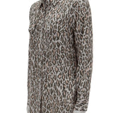 Leopar desenli ipek gömlek
