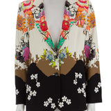 Çizgili astarlı, çiçekli blazer