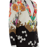 Çizgili astarlı, çiçekli blazer