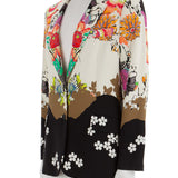 Çizgili astarlı, çiçekli blazer