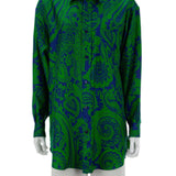 Oversize, şal desenli, ipek gömlek