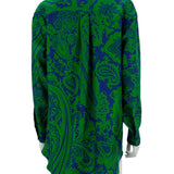 Oversize, şal desenli, ipek gömlek