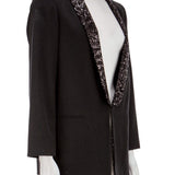 Payetli yakalı, yün blazer