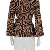 Zebra desenli viskos bluz
