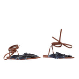 Çağraz bantlı jean sandalet