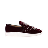 Taşlı, slip-on, kadife sneaker