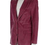 Logo düğmeli, fitilli kadife blazer