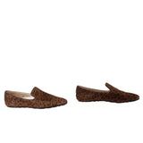 Leopar desenli süet loafer