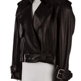 Kemerli, oversize biker deri ceket