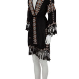 Desenli, püsküllü, pamuklu kimono