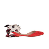 Red, çiçekli kumaşlı, süet babet