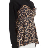 Leopar desenli yün kazak