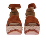 Hasır dolgu topuklu, süet ayakkabı