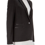 Yapay deri biyeli blazer