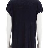 V Yakalı keten t-shirt